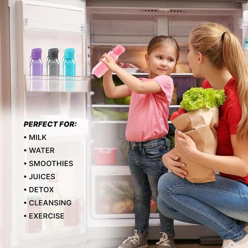 Bulk Water Bottles Set of 16 –10oz Multicolor Water Bottles for Kids and Adults – Leak Proof Water Bottles with Carry Strap – Square Reusable Water Bottles for Juice, Drinks – BPA-Free Dishwasher-Safe in Saudi Arabia