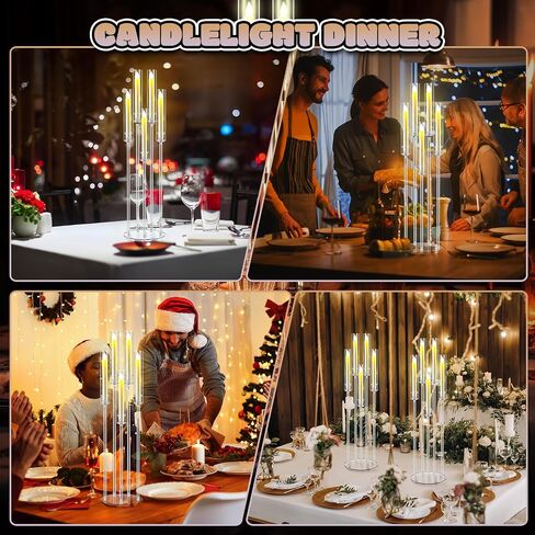 4 Set Acrylic Candelabra Centerpieces for Wedding 5 Arm Clear Candelabra with LED Candles 35'' Tall Candlestick Holder with Acrylic Shade for Floor Table Dinner Party Fireplace Decor(Acrylic) in Saudi Arabia