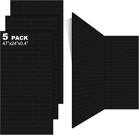 5 Pack Large Acoustic Panels 47 x 24 x 0.4 Inch Self Adhesive Soundproof Wall Panels Decorative Sound Absorbing Panels Brick Pattern for Home Office Acoustical Treatments (White) in Saudi Arabia