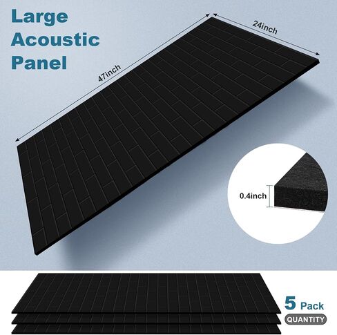 5 Pack Large Acoustic Panels 47 x 24 x 0.4 Inch Self Adhesive Soundproof Wall Panels Decorative Sound Absorbing Panels Brick Pattern for Home Office Acoustical Treatments (White) in Saudi Arabia