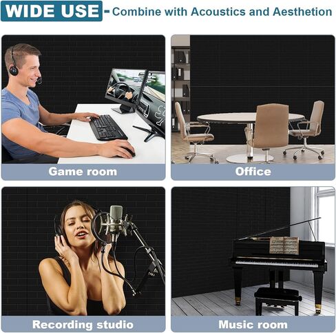 5 Pack Large Acoustic Panels 47 x 24 x 0.4 Inch Self Adhesive Soundproof Wall Panels Decorative Sound Absorbing Panels Brick Pattern for Home Office Acoustical Treatments (White) in Saudi Arabia