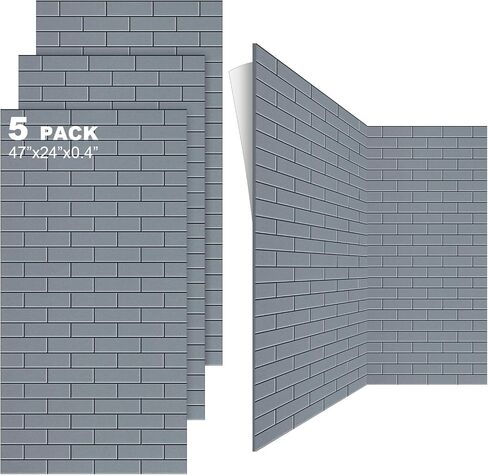 5 Pack Large Acoustic Panels 47 x 24 x 0.4 Inch Self Adhesive Soundproof Wall Panels Decorative Sound Absorbing Panels Brick Pattern for Home Office Acoustical Treatments (White) in Saudi Arabia