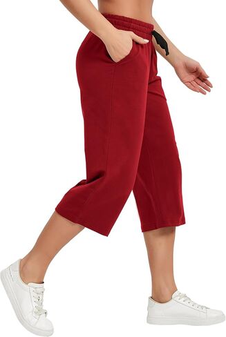 SPECIALMAGIC Women Capri Pants Cotton Yoga Wide Leg Pajama Pants Capris Sweatpants Sports in Saudi Arabia