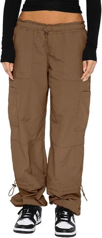 Hoefirm Cargo Pants Women High Waist Adjustable Y2k Baggy Pants Parachute Pants for Women with Pockets Streetwear in Saudi Arabia