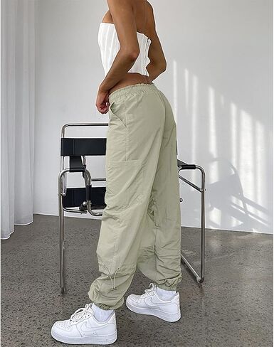 Hoefirm Cargo Pants Women High Waist Adjustable Y2k Baggy Pants Parachute Pants for Women with Pockets Streetwear in Saudi Arabia