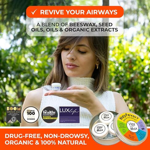 Allergen Barrier Balm Triple Tin Pure - Pack of 3 - Organic, Natural & Non-Drowsy Hay Fever & Allergy Relief Balm - Traps Pollen, Dust & Other Allergen Particles - Apply Around The Nose & Eyes in Kuwait