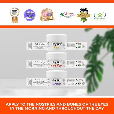 Allergen Barrier Balm Triple Tin Pure - Pack of 3 - Organic, Natural & Non-Drowsy Hay Fever & Allergy Relief Balm - Traps Pollen, Dust & Other Allergen Particles - Apply Around The Nose & Eyes in Kuwait