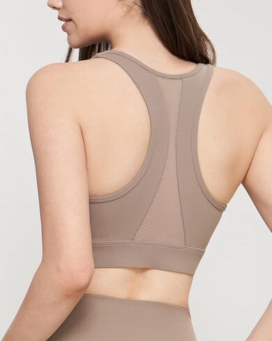 Zip Front Sports Bra, High Impact Sports Bras for Women Strappy Back Support, Yoga Bras for Running Workout Fitness (Brown,L) in Kuwait