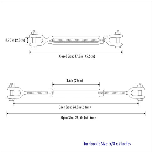 Hot Dipped Galvanized Steel Jaw and Jaw Turnbuckle, 3/8" x 6" Turnbuckle Heavy Duty, 1200 lbs Working Load Limit, 3/8" Threaded Diameter x 6in - Durable, Weather Resistant Turnbuckles in Saudi Arabia