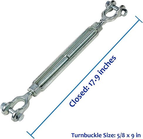 Hot Dipped Galvanized Steel Jaw and Jaw Turnbuckle, 3/8" x 6" Turnbuckle Heavy Duty, 1200 lbs Working Load Limit, 3/8" Threaded Diameter x 6in - Durable, Weather Resistant Turnbuckles in Saudi Arabia