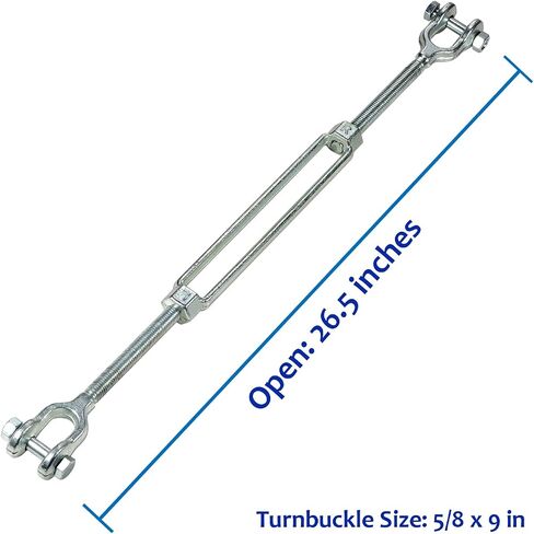 Hot Dipped Galvanized Steel Jaw and Jaw Turnbuckle, 3/8" x 6" Turnbuckle Heavy Duty, 1200 lbs Working Load Limit, 3/8" Threaded Diameter x 6in - Durable, Weather Resistant Turnbuckles in Saudi Arabia