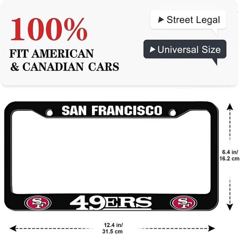 1Pc for 49ers License Plate Frame,Metal License Plate Tag Gift for Sports Fans in Saudi Arabia