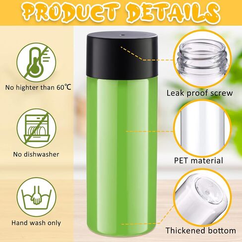 50 Pieces Plastic Juice Bottles with Black Lids Sensory Bottles Round Clear Drink Containers Reusable Plastic Smoothie Bottles Empty Water Bottles 10 OZ for Storing Juice, Milk, Homemade Beverage in Saudi Arabia