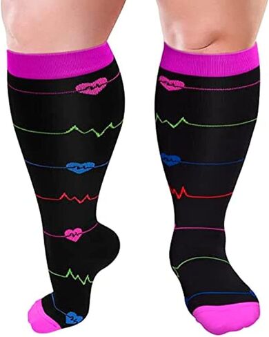 1 Pack Plus Size Compression Socks for Women and Men, 20-30mmhg Extra Large Stockings for Circulation Support in Saudi Arabia