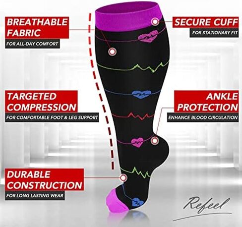 1 Pack Plus Size Compression Socks for Women and Men, 20-30mmhg Extra Large Stockings for Circulation Support in Saudi Arabia