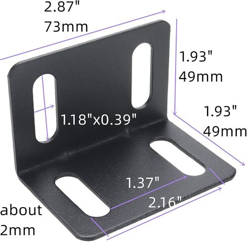 4Pcs Angle Bracket 90 Degree L Shape,T Shape Hole Right Angle Bracket Corner Connector,4 Holes with Adjustable Hole Spacing,2.87"x1.93"x1.93" in Saudi Arabia