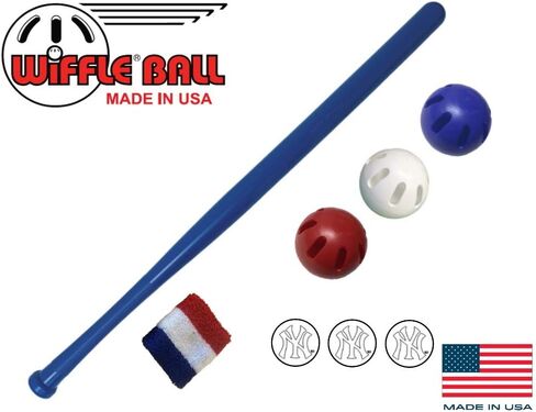 Wiffle Ball and Bat Set--Limited Edition Team Bundle: Exclusive Blue Bat, Official Wiffle Color Balls, Wrist Band, Bat Handle, Stickers All in Team Colors! in Saudi Arabia