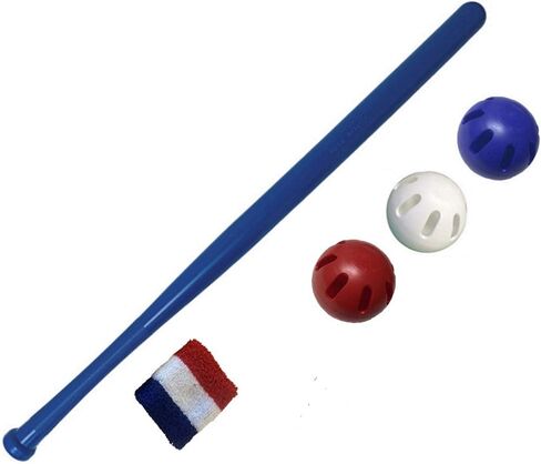 Wiffle Ball and Bat Set--Limited Edition Team Bundle: Exclusive Blue Bat, Official Wiffle Color Balls, Wrist Band, Bat Handle, Stickers All in Team Colors! in Saudi Arabia