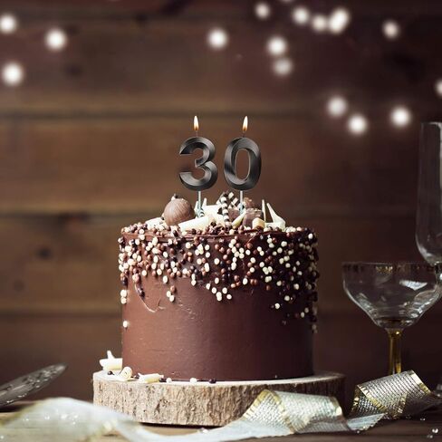 30th Birthday Candles, 3D Diamond Shape Number 30 Candles Cake Topper Numeral Candles for Party Decoration Reunions Theme Party Anniversary (Black, 2 Inch) in Saudi Arabia