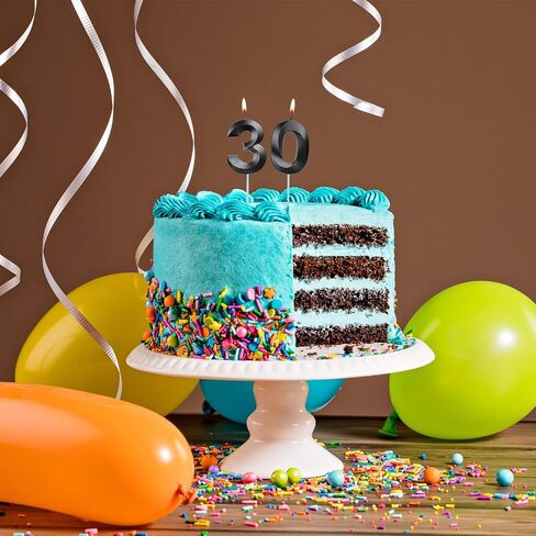 30th Birthday Candles, 3D Diamond Shape Number 30 Candles Cake Topper Numeral Candles for Party Decoration Reunions Theme Party Anniversary (Black, 2 Inch) in Saudi Arabia