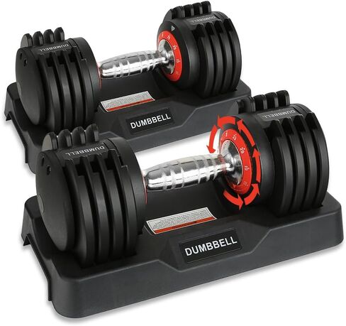 25 lbs Pair Adjustable Dumbbell, Fast Adjust Dumbbell Weight for Exercises Pair Dumbbells for Men and Women in Home Gym Workout Equipment, Dumbbell with Tray Suitable for Full Body in Saudi Arabia
