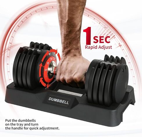 25 lbs Pair Adjustable Dumbbell, Fast Adjust Dumbbell Weight for Exercises Pair Dumbbells for Men and Women in Home Gym Workout Equipment, Dumbbell with Tray Suitable for Full Body in Saudi Arabia