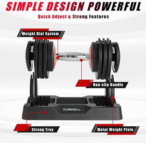 25 lbs Pair Adjustable Dumbbell, Fast Adjust Dumbbell Weight for Exercises Pair Dumbbells for Men and Women in Home Gym Workout Equipment, Dumbbell with Tray Suitable for Full Body in Saudi Arabia
