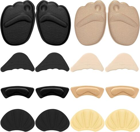 Sibba Shoe Filler 8 Pairs Heel Grip Liner Insert Insole Adjustable Cushion Pads Soft Sponge Plug Foot Brace Self Sticky Sole Protectors Shock Absorbing for Sneakers High Heel in Saudi Arabia