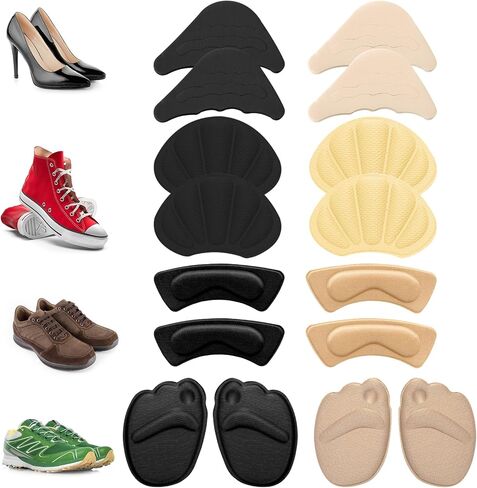Sibba Shoe Filler 8 Pairs Heel Grip Liner Insert Insole Adjustable Cushion Pads Soft Sponge Plug Foot Brace Self Sticky Sole Protectors Shock Absorbing for Sneakers High Heel in Saudi Arabia