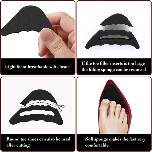 Sibba Shoe Filler 8 Pairs Heel Grip Liner Insert Insole Adjustable Cushion Pads Soft Sponge Plug Foot Brace Self Sticky Sole Protectors Shock Absorbing for Sneakers High Heel in Saudi Arabia