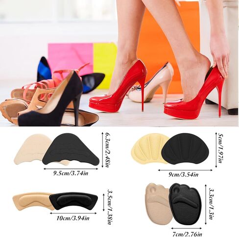 Sibba Shoe Filler 8 Pairs Heel Grip Liner Insert Insole Adjustable Cushion Pads Soft Sponge Plug Foot Brace Self Sticky Sole Protectors Shock Absorbing for Sneakers High Heel in Saudi Arabia