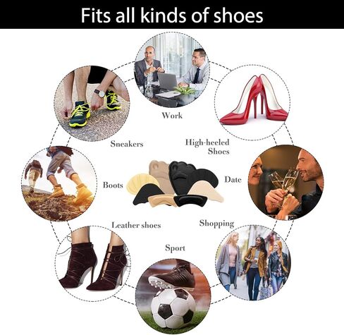 Sibba Shoe Filler 8 Pairs Heel Grip Liner Insert Insole Adjustable Cushion Pads Soft Sponge Plug Foot Brace Self Sticky Sole Protectors Shock Absorbing for Sneakers High Heel in Saudi Arabia