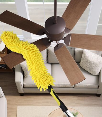 Flexible Fan Blade Cleaner Microfiber Duster, Washable Hand Duster for High Ceiling, Removable & Bendable Brush Head Fits All Extension Poles with Standard US Acme Thread (Pole Sold Separately) in Saudi Arabia
