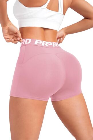 Women Workout Shorts,High Waisted Athletic Slim Fit Shorts Tummy Control Gym Yoga Biker Shorts with Side Pocket in Saudi Arabia
