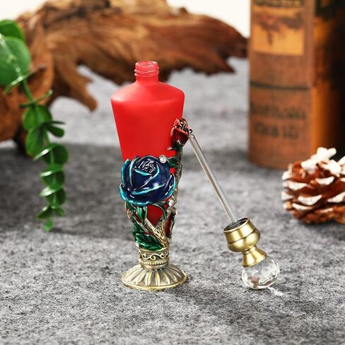 زجاجة عطر عتيقة فارغة، 30 مل زجاجات عطر مرصعة بالكريستال، زجاجة قطارة للزيوت العطرية، حاوية قابلة لإعادة الملء، زجاجة زجاجية مزخرفة لديكور المنزل، هدية للنساء والفتيات in Saudi Arabia