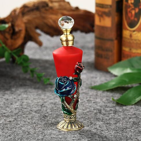زجاجة عطر عتيقة فارغة، 30 مل زجاجات عطر مرصعة بالكريستال، زجاجة قطارة للزيوت العطرية، حاوية قابلة لإعادة الملء، زجاجة زجاجية مزخرفة لديكور المنزل، هدية للنساء والفتيات in Saudi Arabia