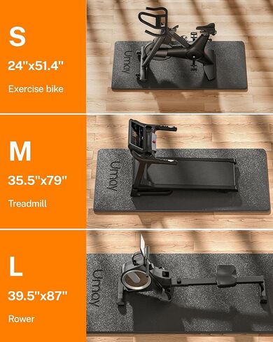 سجادة تمارين رياضية منزلية بسمك 5 مم من UMAY Fitness Home Gym، بساط واقي للأرضية لدراجة المشي والدراجة in Kuwait