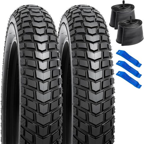 YUNSCM 2-PCS 20" Heavy Duty Fat Bike Tires 20x4.0/98-406 60TPI and 20" Bike Tubes Schrader Valve Compatible with Mountain/Off Road E-Bike 20 x 4.0 Bicycle Tires and Tubes (YS-910) in Saudi Arabia
