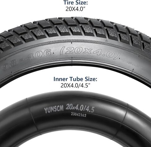 YUNSCM 2-PCS 20" Heavy Duty Fat Bike Tires 20x4.0/98-406 60TPI and 20" Bike Tubes Schrader Valve Compatible with Mountain/Off Road E-Bike 20 x 4.0 Bicycle Tires and Tubes (YS-910) in Saudi Arabia