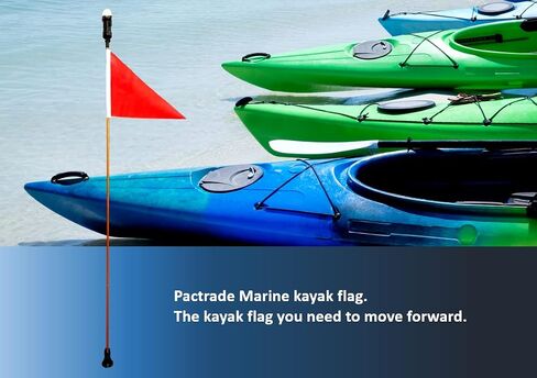 Pactrade Marine Pontoon Kayak Canoe Flag Pole Lock Socket Base Red Triangle Flag 48" Bronze Anodize Aluminum 5/16" Tube (Foldable Pole with Light) in Saudi Arabia