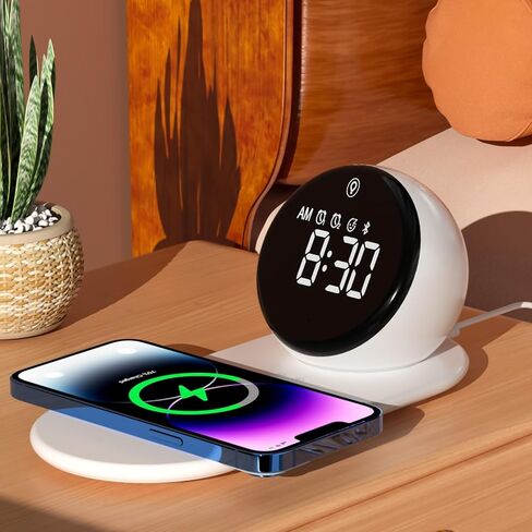 Digital Alarm Clock for Heavy Sleepers Adults, Night Lights, 15W Fast Wireless Charger, 20 White Noise Sounds, 3 Level Dimmable Touch Table Lamp with Snooze, Gift Ideas for Teens Girls Boys in Saudi Arabia