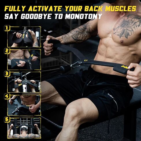 KKH Back Mag Grip Lat Pull Down Bar Set, Lat Pulldown Attachments for Home Gym System with T-bar V-bar, Lat Pulldown Bar Back Workout Equipment in Saudi Arabia