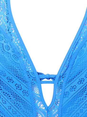 BECCA Women's Color Play Crochet High Leg One Piece Swimsuit, Plunge Neck, Bathing Suits in Saudi Arabia