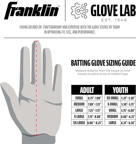 Franklin Sports MLB 2nd Skinz Batting Gloves - Adult + Youth Baseball + Softball Batting Gloves - Men's + Kids Baseball, Teeball + Softball Gloves - Multiple Sizes + Colors Available in Kuwait