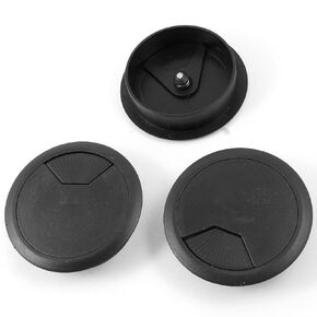 uxcell a13092500ux0347 Plastic Desktop Computer 80mm Grommet Cable Hole Cover Black Plastic (Pack of 3)