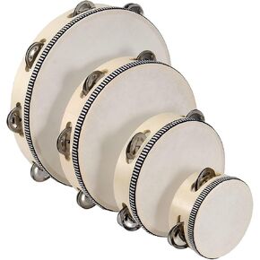 10 inchTambourine For Adults Hand Held Wood Tambourine Comes In Single Row Metal Jingles Tambourine Musical Tambourine Gift Rhythm Percussion Instrument For Party KTV (10 inch FBA)