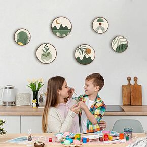 LIYAOLI Boho ديكور الحائط الجمالي 6 قطع ديكور جدار الفن البوهيمي ديكور غرفة المعيشة غرفة النوم 8 و10 بوصة ديكور الحائط الأخضر الحد الأدنى مزرعة الجدار الشنق (الحد الأدنى - 6 قطع)
