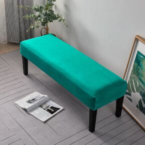 maiyuqy-Velvet Dining Chair Cover Stretch Piano Stool Cover Long Ottoman Cover Solid Color Bench Slipcover Changing Shoes Bedside for Bedroom, Kitchen (Green)