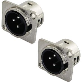 Tegg XLR 3-Pin Male Jack 2PCS 3 Pin Metal Panel Mount Chassis Microphone Mic Socket Audio D Connector