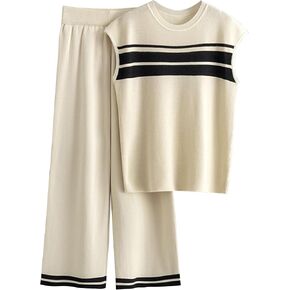 Women's 2 Piece Outfits Lounge Sets Sleeveless Knit Sweater Sets Loungewear Tracksuits
